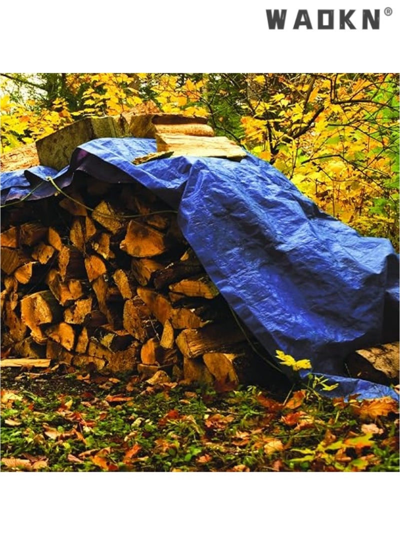 WAOKN Extended Coverage Performance Tool (2*3M) Super-Sized Tarp Cover - Blue Waterproof & Durable for Tarpaulin, Canopy Tents, Boats, RVs, & Pool Protection - Image 4