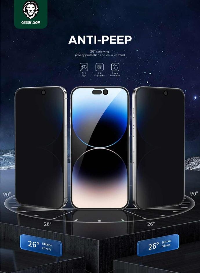GREEN LION iPhone 15 Pro Screen Protector 3D Silicone Privacy Glass / Anti Fingerprint / Grease Resistance / Anti Scratch / Bubble Free / Blocked Side Viewing / Highly Responsive / Crystal Clear - Black - Image 3