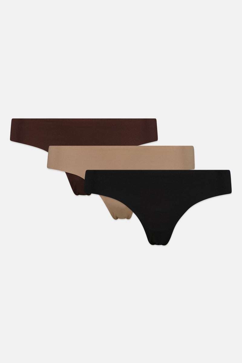 VERO MODA Women 3 Pieces Solid Thong Panty, Multicolor - Image 2