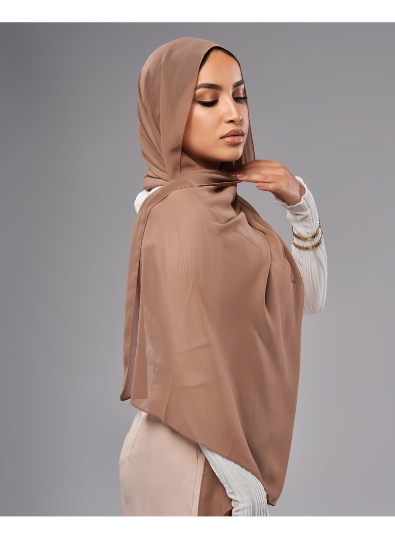 Lavezzi Soft Chiffon Hijab for Women, Solid Color Soft Chiffon Crepe Hijab Scarf – Long Fashion Hijabs Scarves - Muslim Scarf Hijab – Hijab Shawl - Cafe - Image 2
