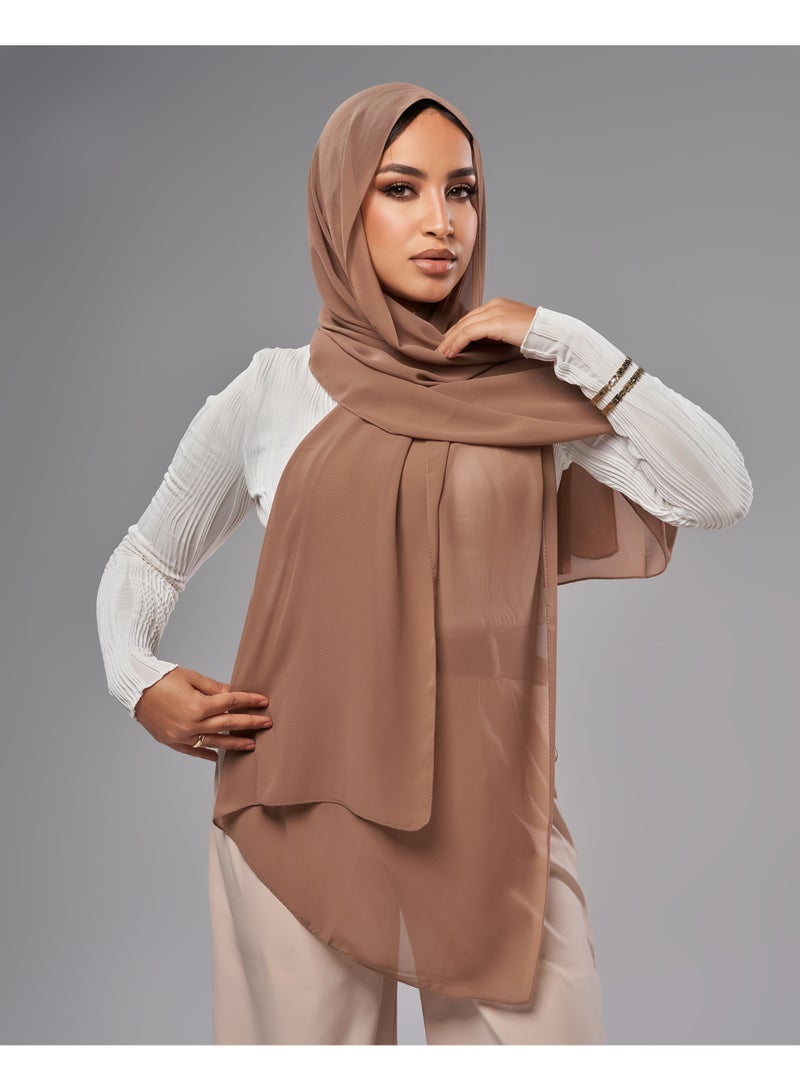 Lavezzi Soft Chiffon Hijab for Women, Solid Color Soft Chiffon Crepe Hijab Scarf – Long Fashion Hijabs Scarves - Muslim Scarf Hijab – Hijab Shawl - Cafe - Image 5