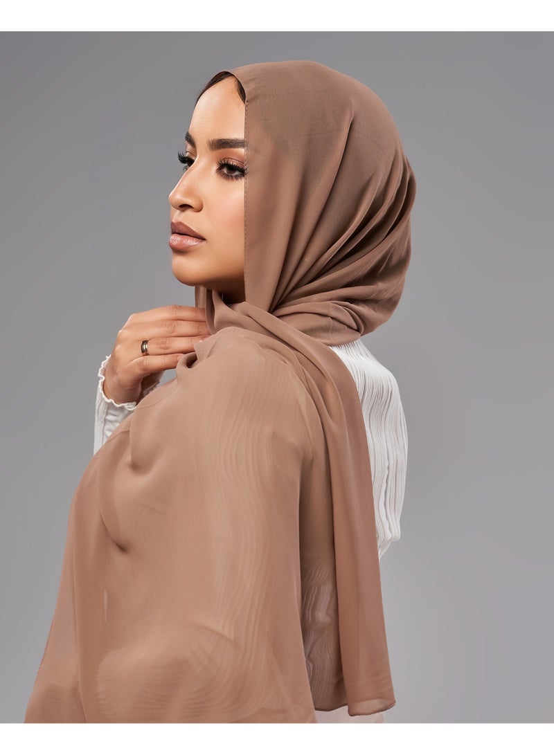 Lavezzi Soft Chiffon Hijab for Women, Solid Color Soft Chiffon Crepe Hijab Scarf – Long Fashion Hijabs Scarves - Muslim Scarf Hijab – Hijab Shawl - Cafe - Image 4