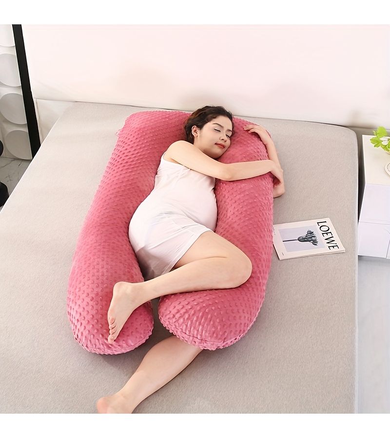 Grey U Shaped Velvet Bean Pregnancy Side Sleeping Pillow 51x28 Inch 3.31 LB Machine Washable Multifunctional Postpartum Support Cushion Portable Nap Aid - Image 5