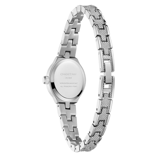 CHEETAH Womens Silver Dainty Watch Blue Dial with Classic Retro Bracelet Oval Case and Minimalist DialGift for Her - Image 3