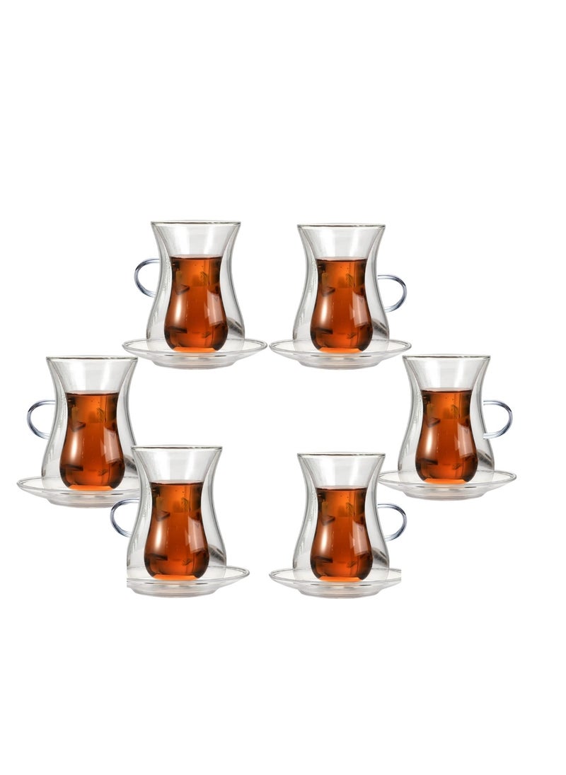 Generic - Liying 600ml Teapot with Warmer and 6 Double Wall Cups (80ml) with Saucers - Heatproof Insulating Set for Tea & Coffee - Image 1