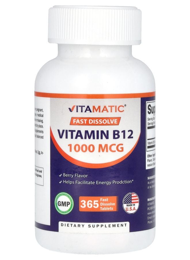 Vitamatic Vitamin B12 Berry 1000 mcg 365 Fast Dissolve Tablets