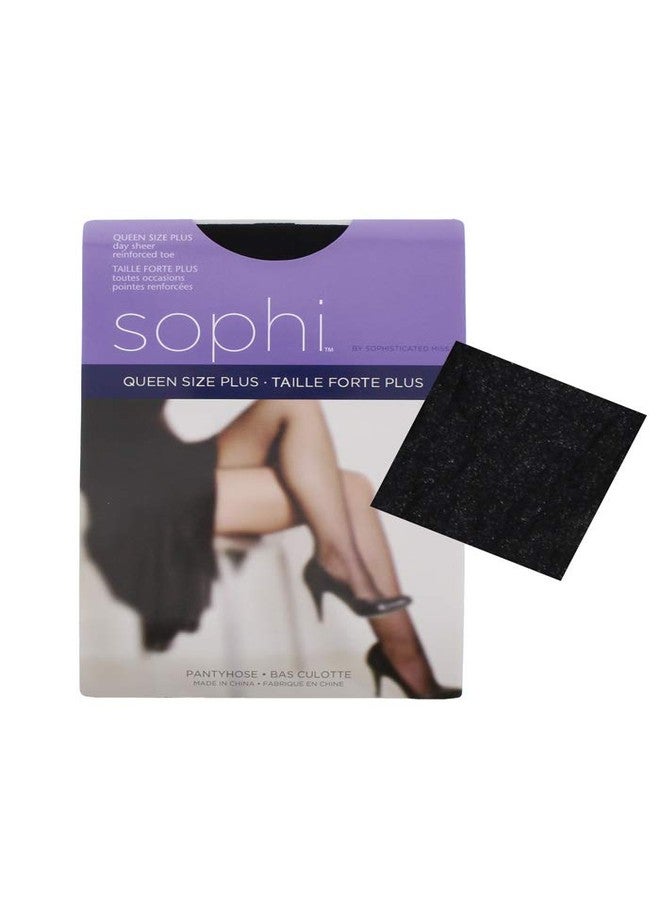 SOPHi Womens Pantyhose Stockings Nylons 3 Pack Reinforced Toe (Black (3 Pack/Day Sheer), 3X)