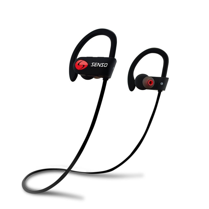 Senso Bluetooth Headphones, Best Wireless Sports Earbuds w/Mic IPX7 Waterproof HD Stereo Sweatproof Earphones for Gym Running Workout Noise Cancelling Earphones Earbuds Noise Cancelling Headsets - Image 1