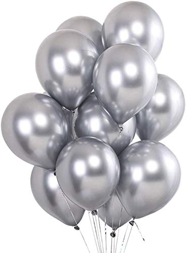 HEMITO Premium Metallic Latex Balloons Pack Of 50 Silver Balloons for Decoration (Silver, Pack Of 50) - Image 2