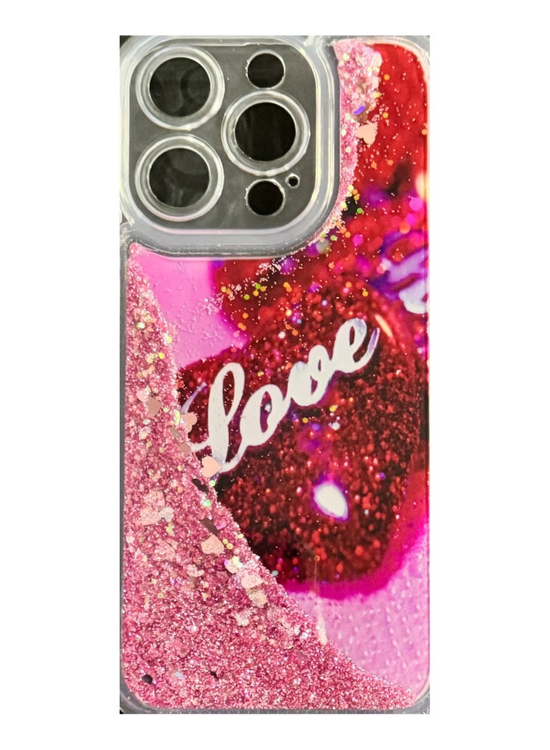 Unique iPhone 15 Pro Case For Women Girls Liquid Glitter Cover Sparkly Clear Shiny Bling Sparkle Phone Back Accessory Protection