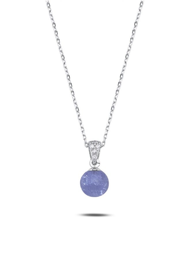 EMNON - 925 Sterling Silver Jewelry Rhodium Plated Purple Ball Necklace 100% Precious Metal Gift for Women- Emnon49NE - Image 1