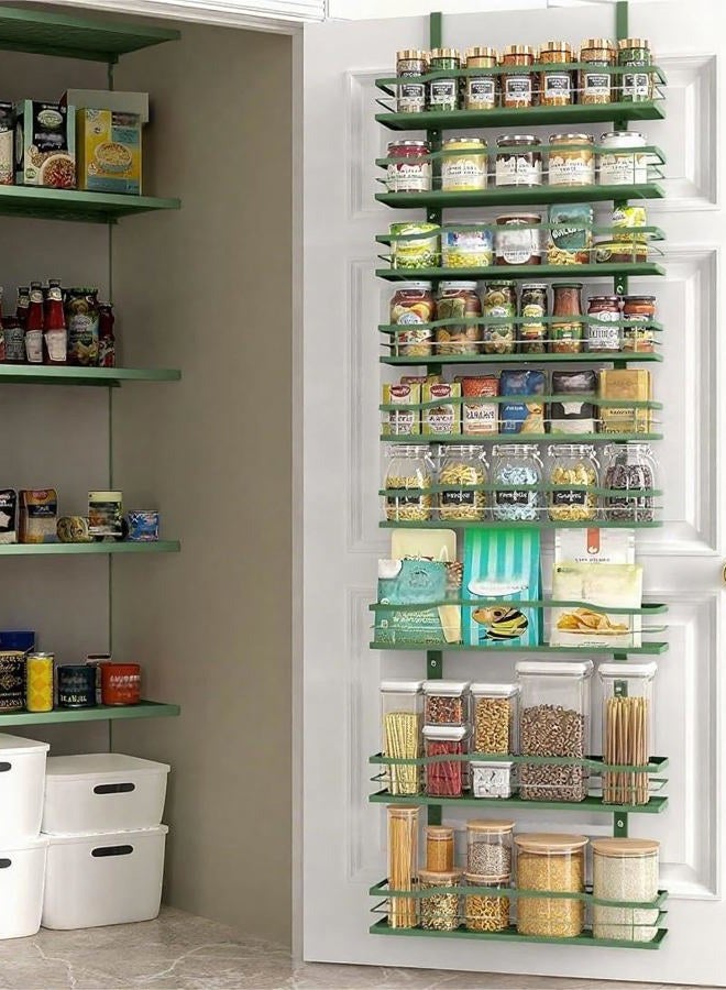 Moforoco Sage Green 9-Tier Over The Door Pantry Organizer, Pantry Organization and Storage, Black Hanging Basket Wall Spice Rack Seasoning Shelves - Image 1