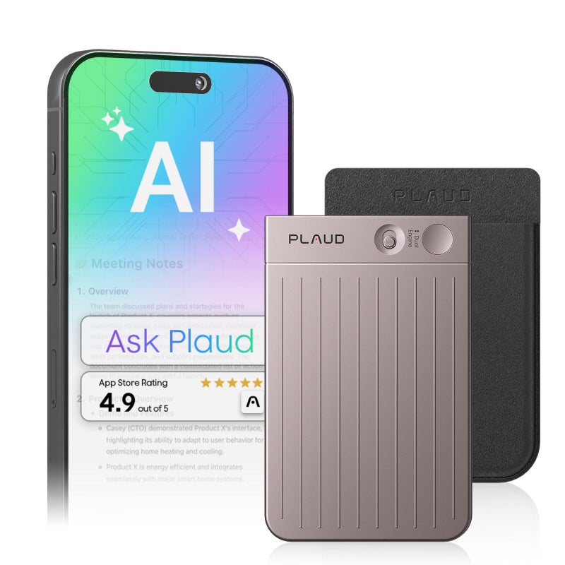 Plaud Note AI Voice Recorder, Voice Recorder w/Case, App Control, AI Transcribe & Summarize, Support 112 Languages, 64GB, Audio Recorder for Lectures, Meetings, Calls, Interview, Non-Pro Version - Image 1