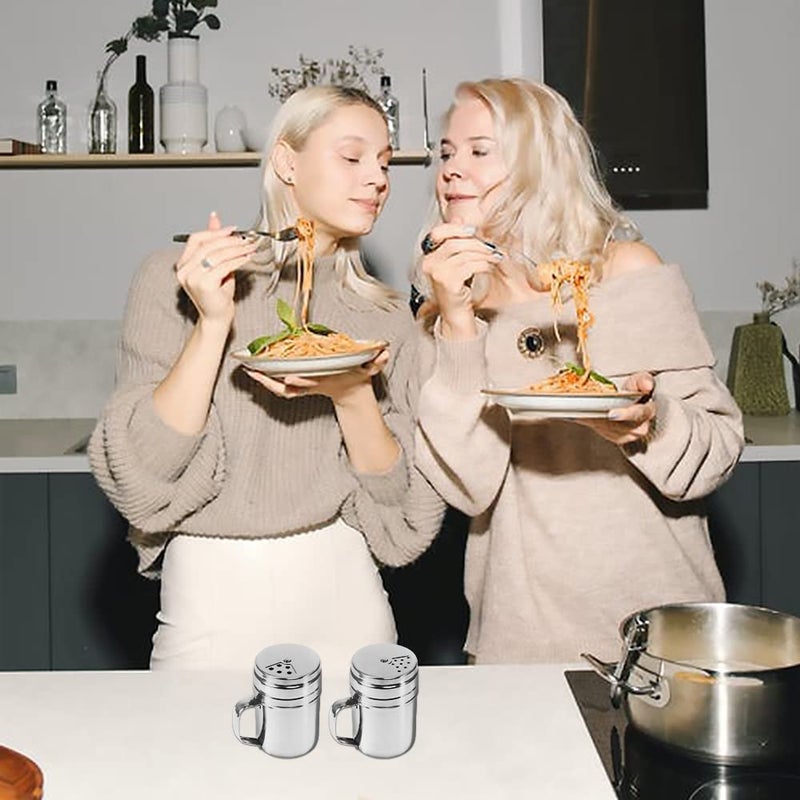 Dualshine 3Pcs Seasoning Bottle with Handle Stainless Steel Dredge Shaker Rub Spice with Holes Powdered Sugar Shaker with Lid Shaker Cooking Rotatable Cover for Spice Salt Shaker Dispenser - Image 5