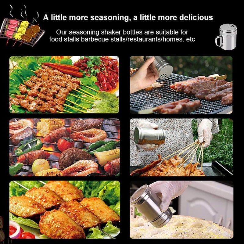 Dualshine 3Pcs Seasoning Bottle with Handle Stainless Steel Dredge Shaker Rub Spice with Holes Powdered Sugar Shaker with Lid Shaker Cooking Rotatable Cover for Spice Salt Shaker Dispenser - Image 4