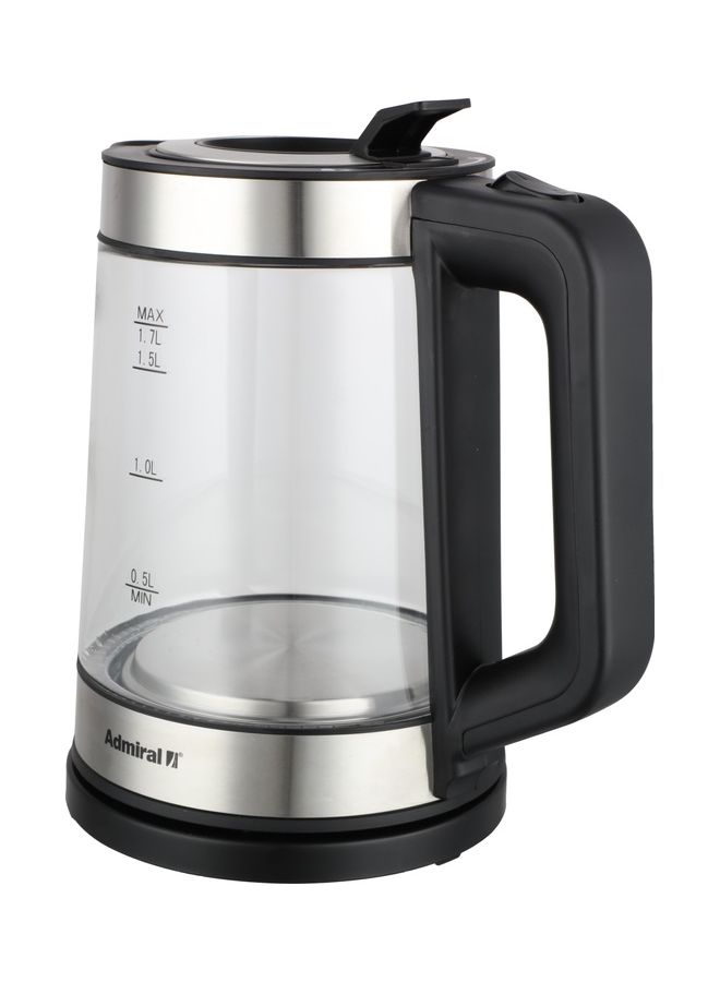 Admiral 1.7L 360° Glass Electric Kettle with Stainless Steel Heater, LED Indicator, Manual Lid & Heat Plate – 2200W, 220-240V, 1-Year Warranty – Model ADKT170GSSH 1.7 L 220 W ADKT170GSSH Glass - Image 2