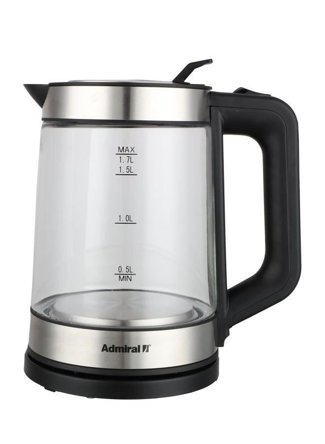 Admiral 1.7L 360° Glass Electric Kettle with Stainless Steel Heater, LED Indicator, Manual Lid & Heat Plate – 2200W, 220-240V, 1-Year Warranty – Model ADKT170GSSH 1.7 L 220 W ADKT170GSSH Glass - Image 3