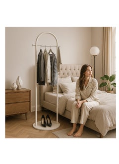 Y&D White Clothing Rack with Marble Base, Modern Gold Coat Racks Freestanding with 2 Hooks, Heavy Duty Clothes Rack, Coat Rack Stand for Entryway, Bedroom, Living Room, Boutiques  - Image 2