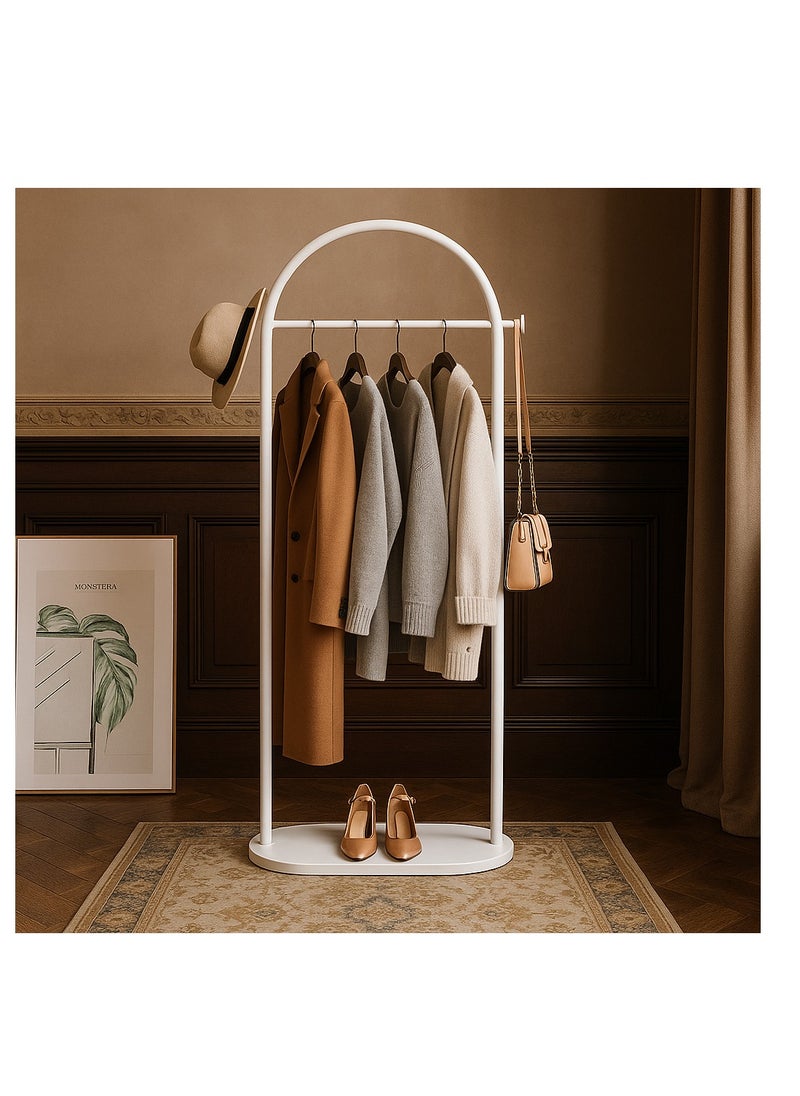 Y&D White Clothing Rack with Marble Base, Modern Gold Coat Racks Freestanding with 2 Hooks, Heavy Duty Clothes Rack, Coat Rack Stand for Entryway, Bedroom, Living Room, Boutiques  - Image 4