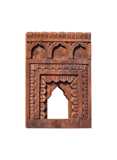 Noor Antique Designs Noor Antique Designs Handcrafted Wooden Wall Panel Decorative Arch Design 30 cm x 20 cm Traditional Carved Pattern Brown  - Image 1