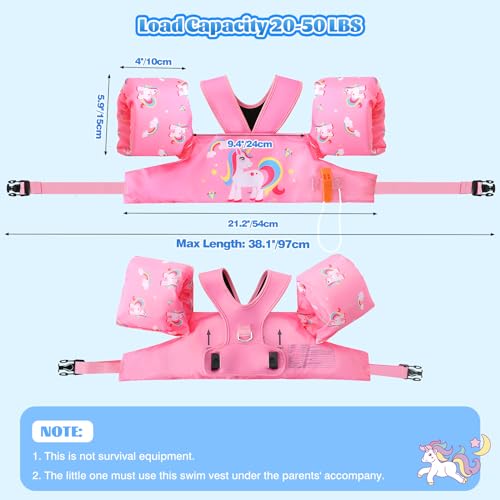 MoKo Swim Arm Band for Kids 20-30-40-50lbs, Clearance Toddler Swim Vest Cute Cartoon Swimming Wings Pool Floats Sleeve Children Water Sports Learning Swim Training Equipment, Pink & Colored Unicorn - Image 5
