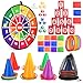 Hungdao 3 Sets Carnival Games Combo Set Dart Board with Balls Plastic Cones Ring Bean Bags Toss Game for Boys Girls Adults Family Birthday Yard Indoor OutdoorClassic Style - Image 4