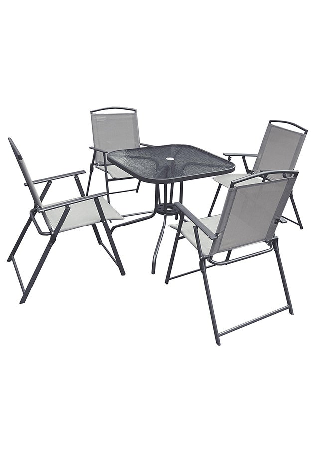 Homez Vine 5Pcs Outdoor Dining Set 4 Chairs 1 Table 4 Seater Grey 