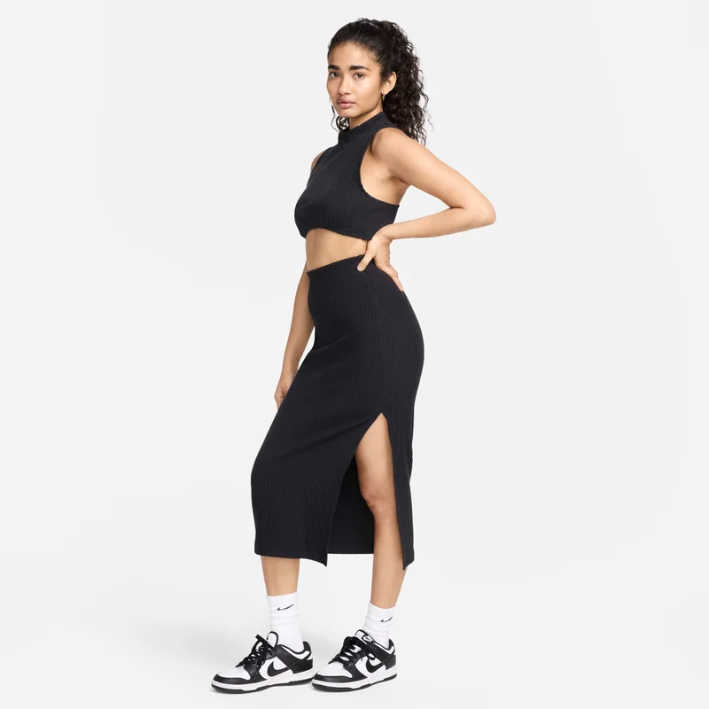Nike Black Women's Sportswear Chill Midi Skirt for Women | Best Price UAE