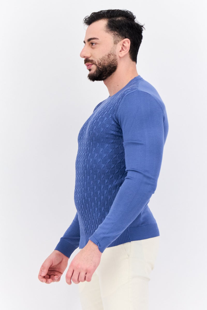 Sorbino سويت شيرت رجالي بأكمام طويلة وياقة دائرية، لون أزرق رمادي - Image 4