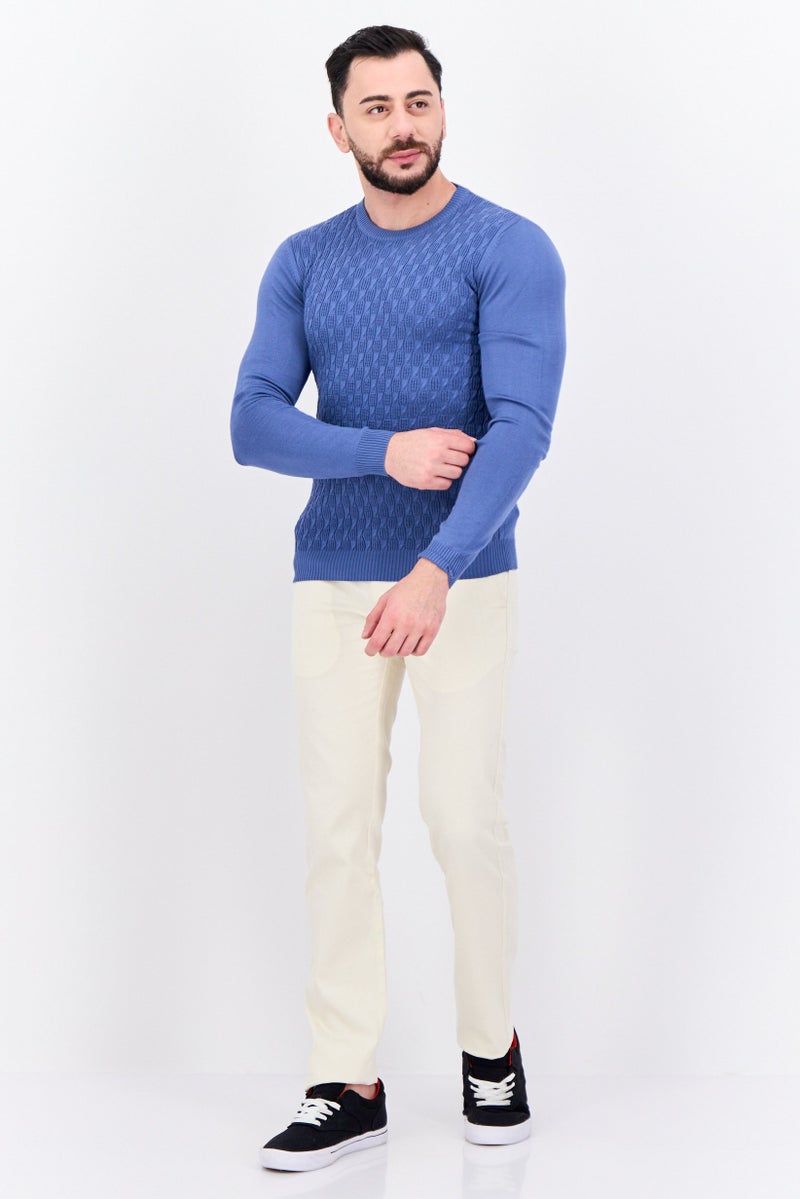 Sorbino سويت شيرت رجالي بأكمام طويلة وياقة دائرية، لون أزرق رمادي - Image 4