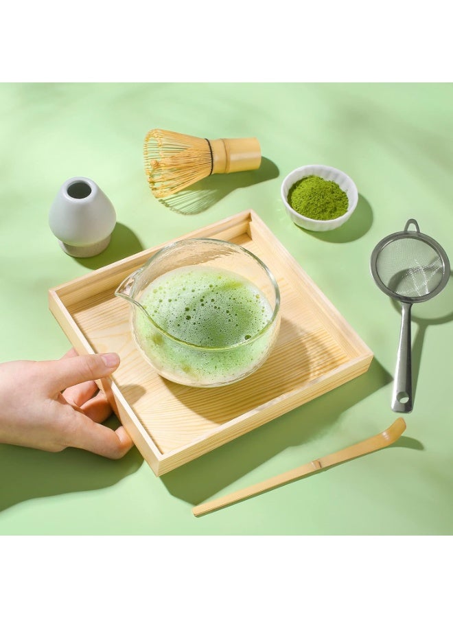 Textured Glass Matcha Bowl With Pouring Spout - Handmade Japanese Style Matcha Green Tea Ceremony Chawan 400ml 13.5 oz Big Glass Salad Porridge Juice Bowl Cup - Image 5