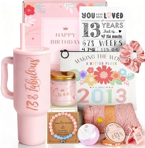 Mirasphere 13th Birthday Gifts for Girls 13 Year Old Girl Gifts Ideas for Offical Teenagers Girls 13th Birthday Decorations Trendy Teen Girl Stuff 11 Pieces Best Present for Daughter Niece