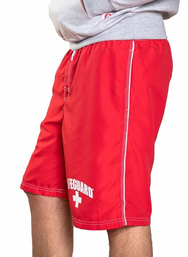 LIFEGUARD Officially Licensed Red Men's Board Shorts Swim Trunks with Side Pocket, Men and Boys, Great for Beach & Pool, Red, M - Image 2