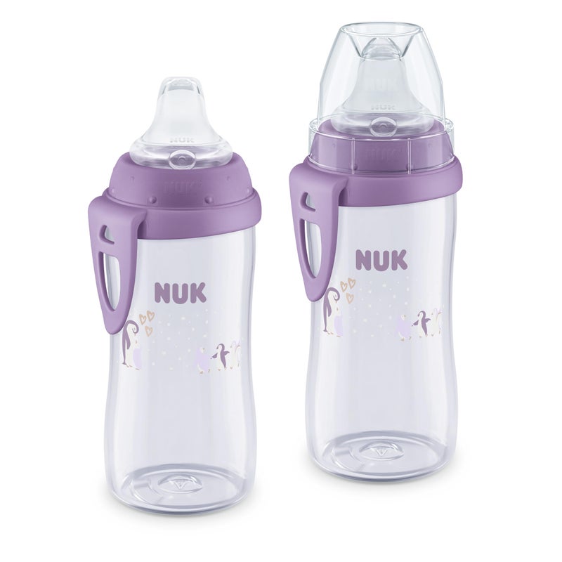 NUK First Choice Active Cup 2.0, 10 oz. Soft Spout Sippy Cup with On-The-Go Carry Clip, Lightweight, Leak Proof, Spill Proof Cup, 2-Pack - Image 1