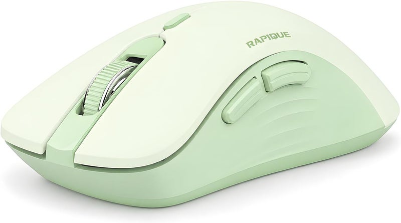 RAPIQUE Bluetooth Wireless Mouse, Dual Bluetooth & 2.4GHz USB Receiver, Right-Hand Design, Quiet Clicks, Low Power, Multi-Device Compatibility for MacBook, Laptop, Computer, iPad, PC - Sage Green - Image 1