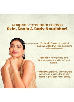 Hamdard Raughan-E-Badam Shireen Sweet Cold Pressed 100% Pure And Natural Almond Oil -(100 Ml)-Pack Of 3  - Image 4
