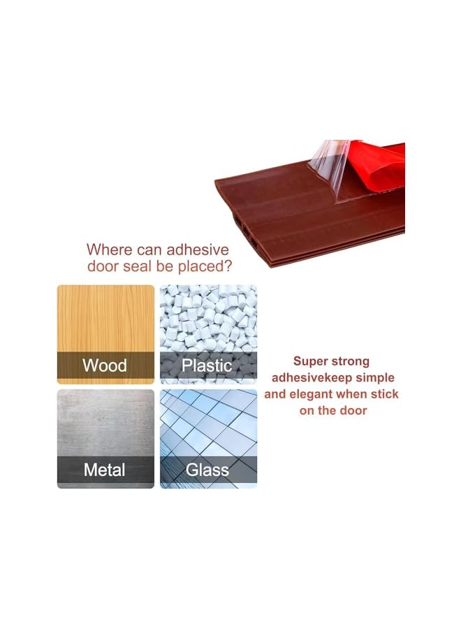 The Bros Door Draft Stopper, Adjustable Adhesive Under Door Draft Blocker Insulator, Waterproof Soundproof Bottom Door Sweep Weather Stripping, Door Seal for Exterior Interior Doors (Brown) - Image 3