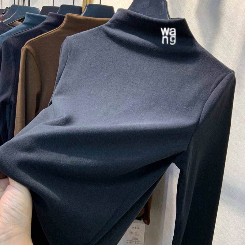De Rong Slim Fit Half-Turtleneck Warm Base Layer Shirt New Korean Style Long Sleeve T-Shirt Women'S - Image 4