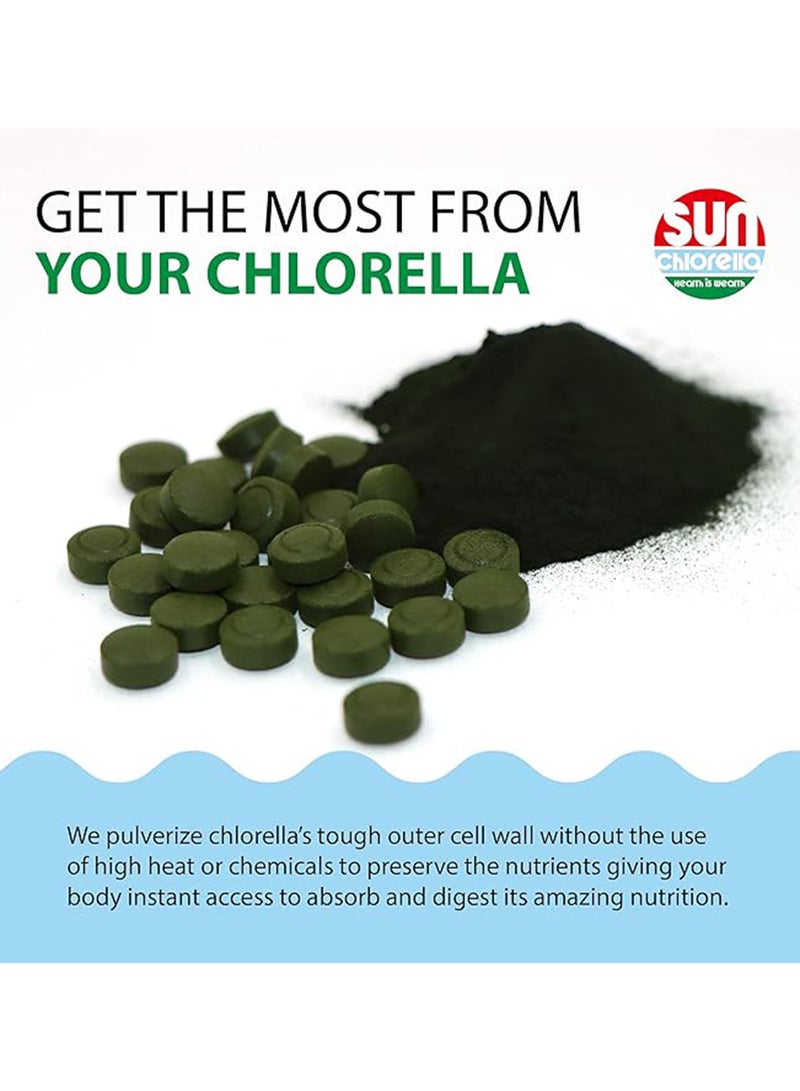 Sun Chlorella 200 mg Green Algae Superfood Supplement - Pulverized Cell Wall - Chlorophyll, CGF, Active B12, Iron, Protein - Non-GMO - 300 Tablets - Image 5