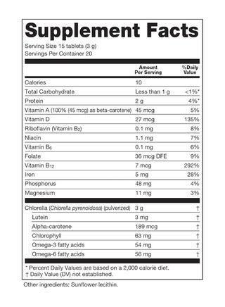 Sun Chlorella 200 mg Green Algae Superfood Supplement - Pulverized Cell Wall - Chlorophyll, CGF, Active B12, Iron, Protein - Non-GMO - 300 Tablets - view 2