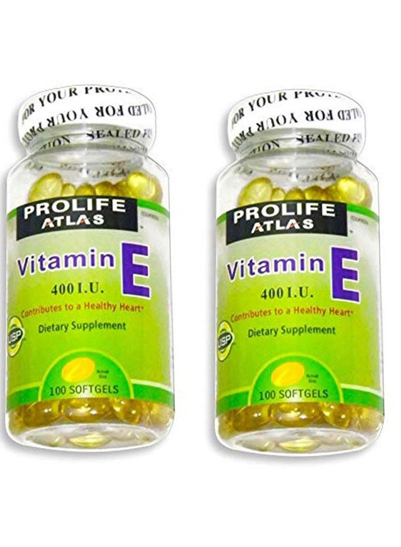 Vitamin Prolife Atlas Vitamin E 400I.U. 100 Softgels Of 2 Pieces 2