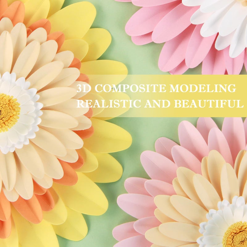 PAPER JAZZ Daisy Giant Paper Flower Wall Decor, 3D Large Flower Party Decoration, Artificial Flower for Classroom, Pink and Yellow Flowers for Bulletin Board, Office,Living Room, Bedroom. - Image 3