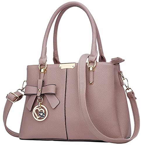 KKXIU 3 Zippered Compartments Purses and Handbags for Women Top Handle Satchel Shoulder Ladies Bags (A-Pink) - Image 1