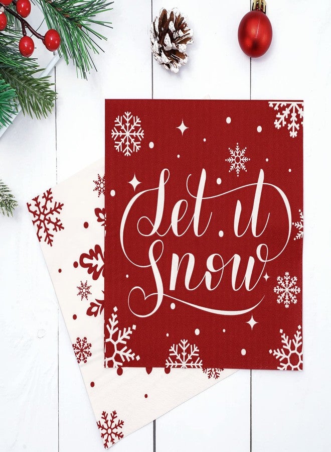 Whaline 80 Pack Winter Napkins 6.5 x 6.5 Inch Christmas Red White Snowflake Disposable Napkins Winter Dinner Napkins Holiday Paper Napkins for Xmas Winter Birthday Party Decoration, 2 Design - Image 3