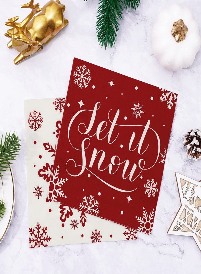 Whaline 80 Pack Winter Napkins 6.5 x 6.5 Inch Christmas Red White Snowflake Disposable Napkins Winter Dinner Napkins Holiday Paper Napkins for Xmas Winter Birthday Party Decoration, 2 Design - Image 5