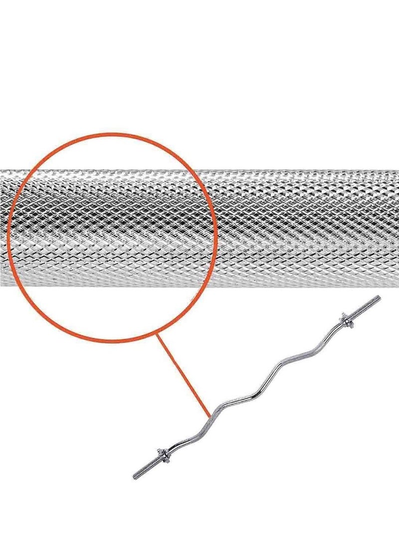 كانجرو بار  أوزان متعرج من Kangaroo بسمك 30 ملم مطلي بالكروم المقاوم للصدأ مع قبضة آمنة وحاملين للأقراص – بطول 120 سم متعدد الاستخدامات للجيم والتدريب المنزلي - Image 4