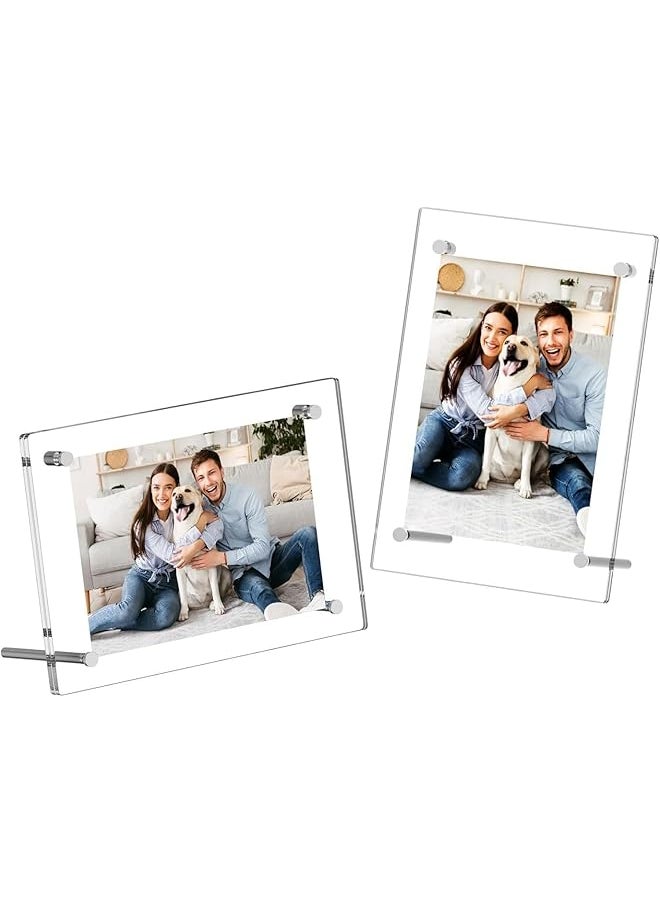 2 Pack Clear Photo Frame Acrylic Stand Photo Frame Stylish Desktop Display For Photos And Posters Frameless Design Perfect For Home And Office Decor 13X18Cm