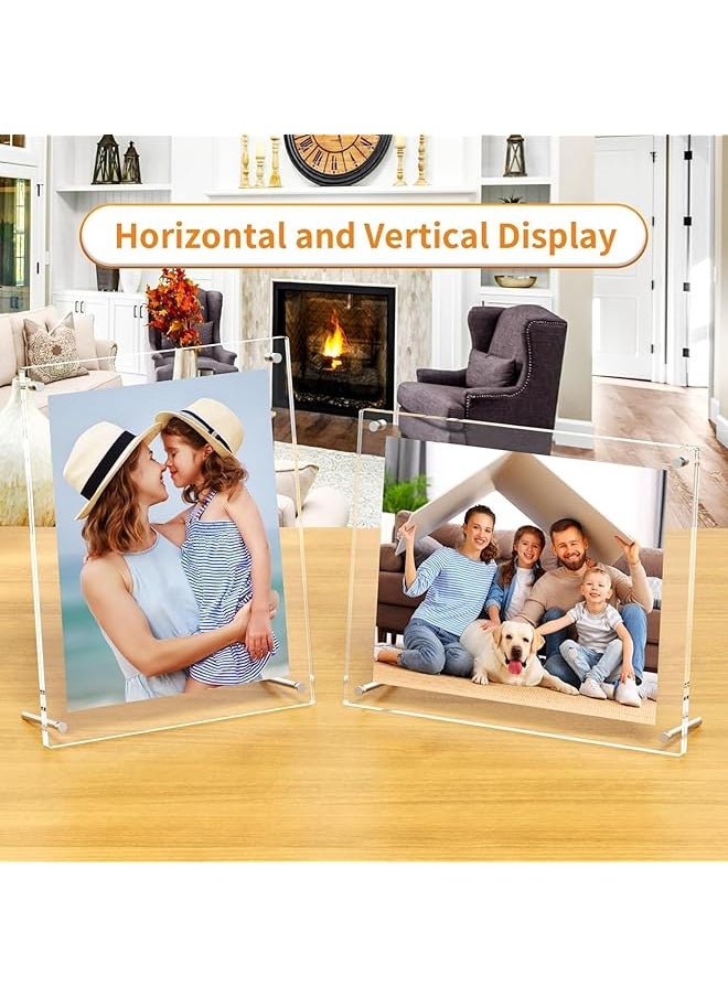 2 Pack Clear Photo Frame Acrylic Stand Photo Frame Stylish Desktop Display For Photos And Posters Frameless Design Perfect For Home And Office Decor 13X18Cm