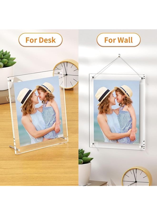 2 Pack Clear Photo Frame Acrylic Stand Photo Frame Stylish Desktop Display For Photos And Posters Frameless Design Perfect For Home And Office Decor 13X18Cm