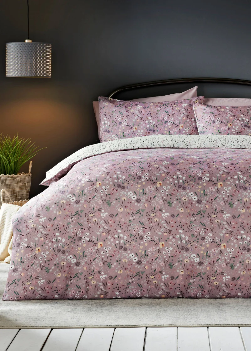 Matalan Purple Watercolour Floral Duvet Set